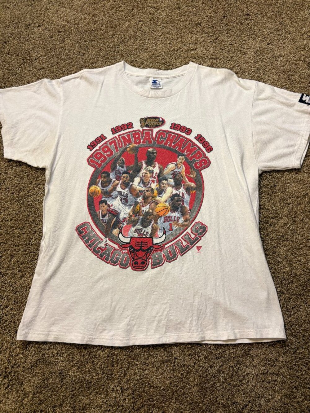 Vintage Starter Chicago Bulls Championship 1997 NBA Champs Mens Size Large